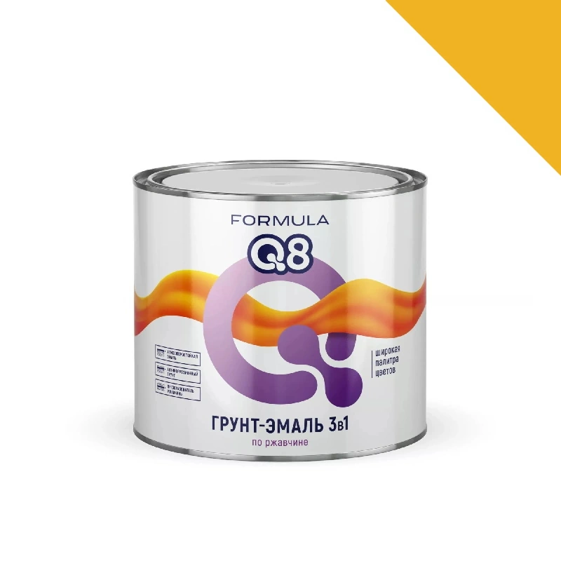 Грунт-эмаль по ржавчине 3 в 1 "Formula Q8" Желтая (1,9 кг)