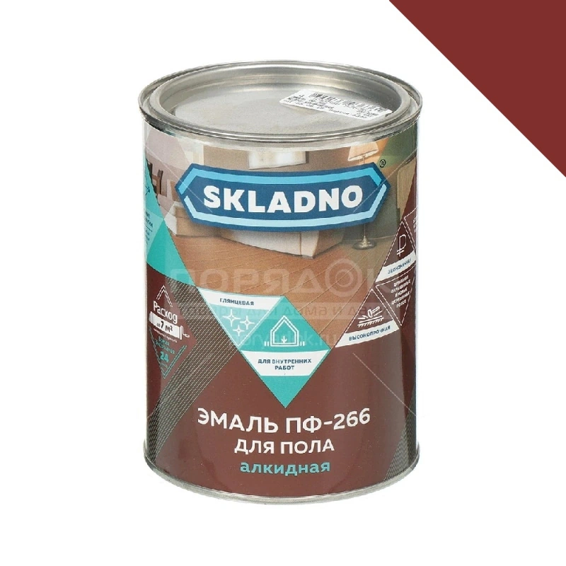 Эмаль ПФ-266 Красно-коричневая "Skladno" (0,8 кг)