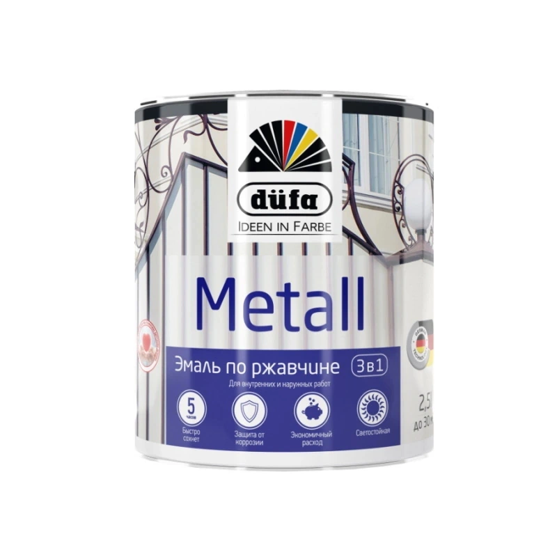 Эмаль по ржавчине «Metall» Коричневая RAL 8017 "Dufa" (750 мл)