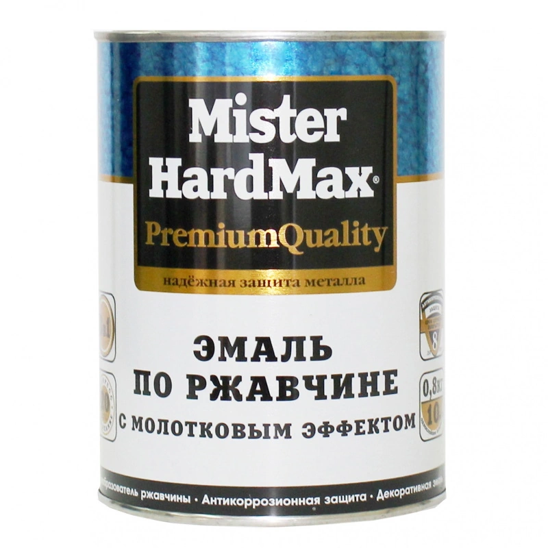 Эмаль с молотковым эффектом по ржавчине «MISTER HARDMAX» Темно-Серебристая (0,8 кг)
