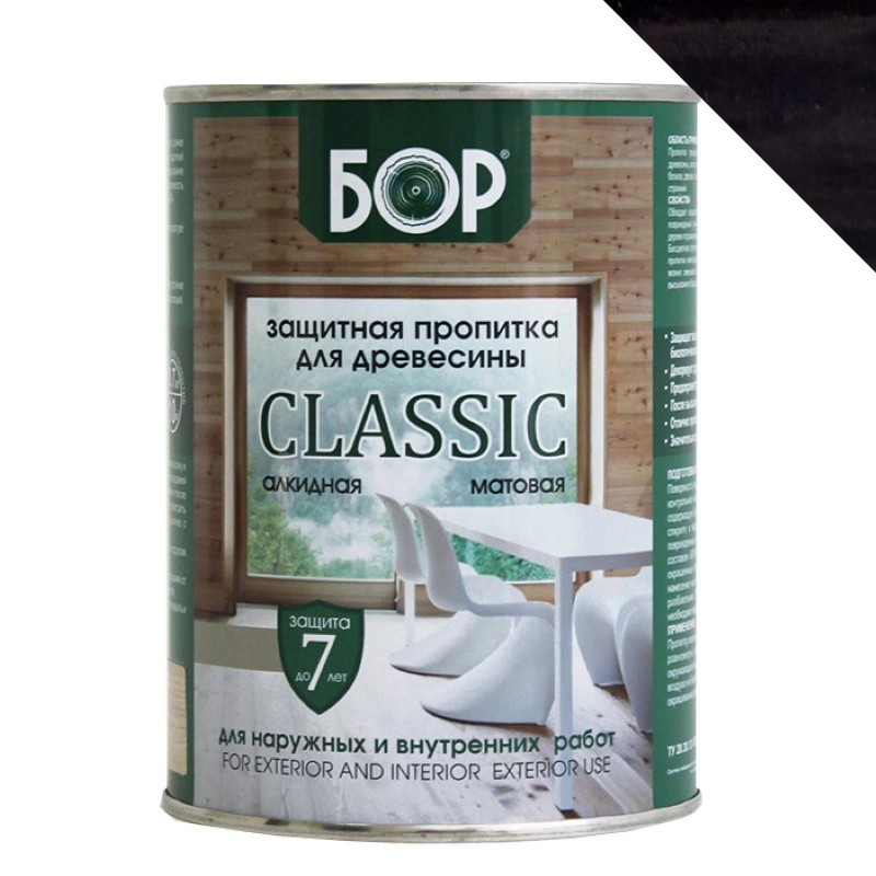 Защитная пропитка для древесины «CLASSIC» Эбеновое дерево "Бор" (0,7 кг)
