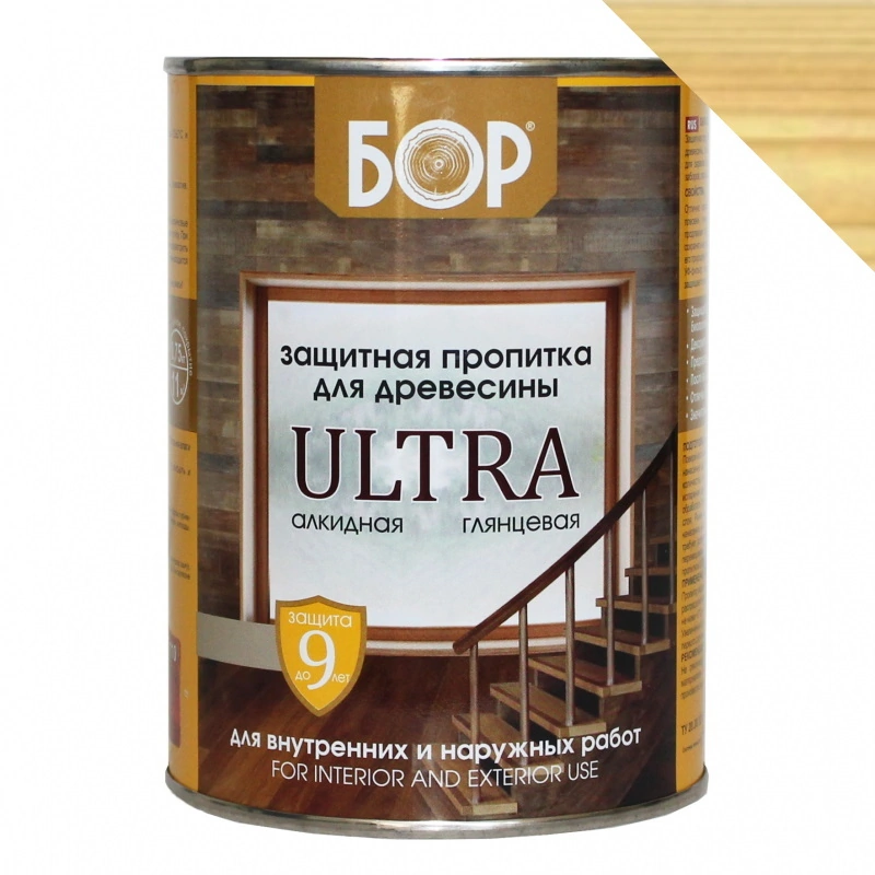Защитная пропитка для древесины «ULTRA» Бесцветная "Бор" (0,75 кг)