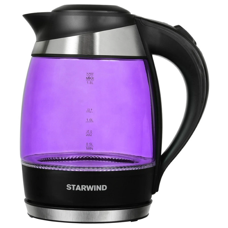 Чайник электрический, Фиолетовый с чёрным "StarWind" (2200 Вт, 1.8 л)