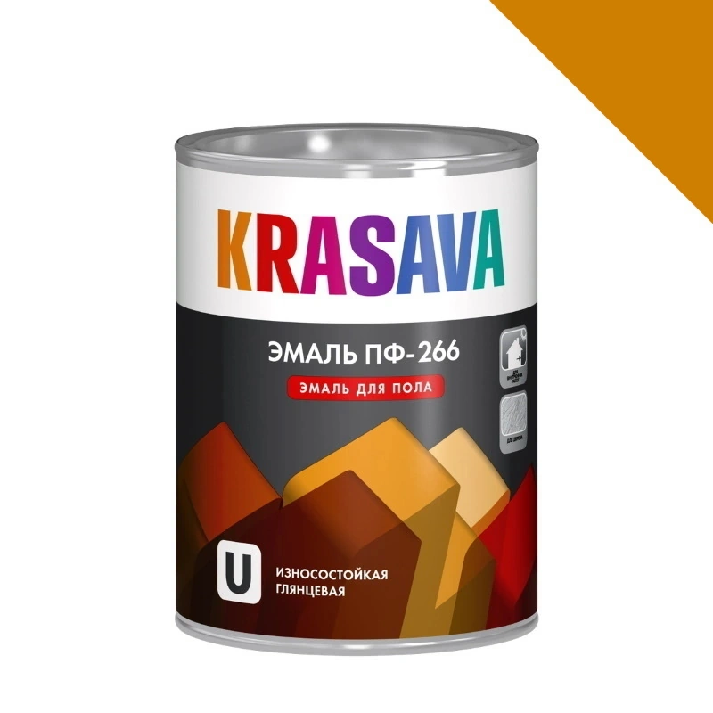 Эмаль ПФ-266 Золотисто-коричневая "Krasava" (0,9 кг)