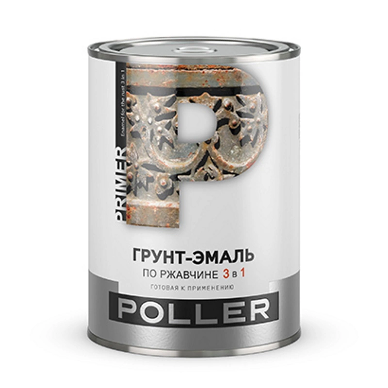 Грунт-эмаль по ржавчине 3 в 1 "Poller" Винно-Красный RAL 3005 (0,8 л)